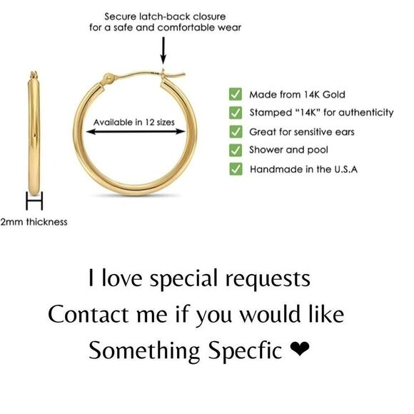 Sold 14k Gold 14mm Hoop Earrings - Picture 8 of 8